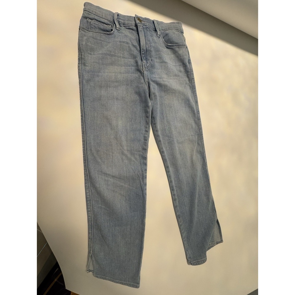 FRAME Le Sylvie Crop Jeans Women's Size 29 Light Wash Straight Leg Side Slit